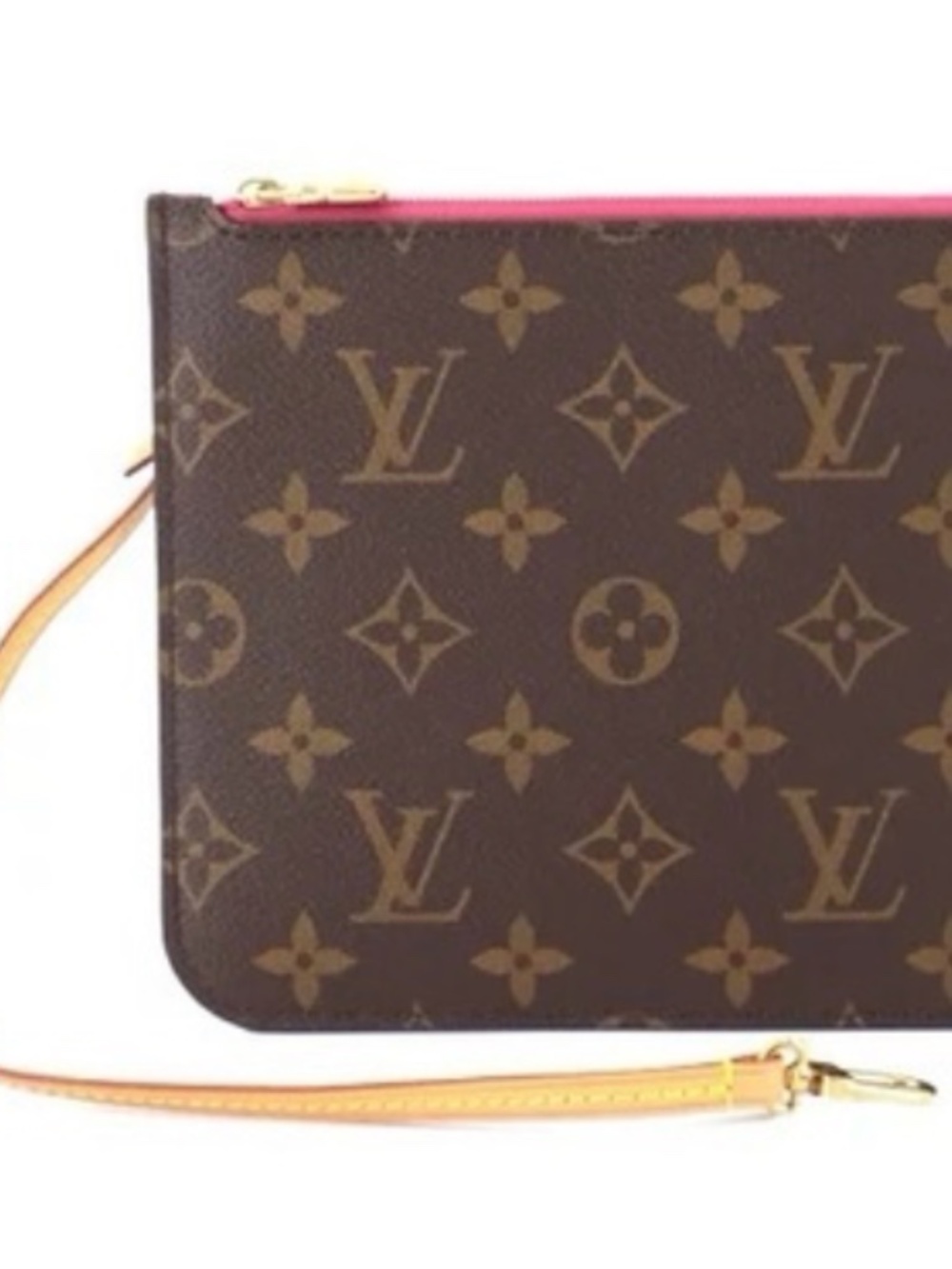 Louis Vuitton.  Monogram GM Canvas Neverfull Pochette with Wrist Strap